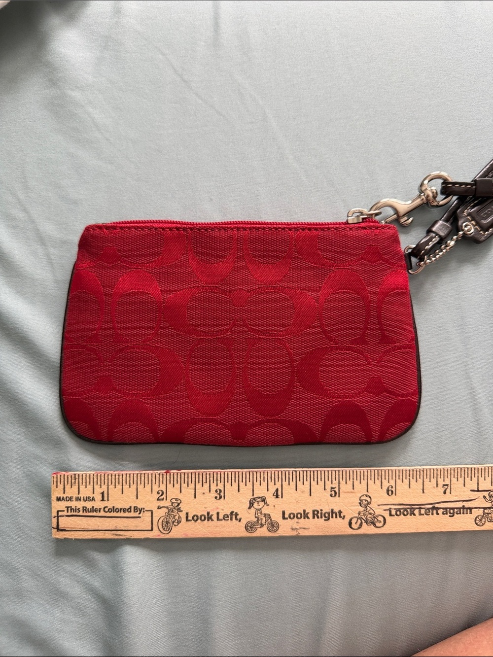 Coach Red Signature Wristlet with Dark Trim - Picture 6 of 7